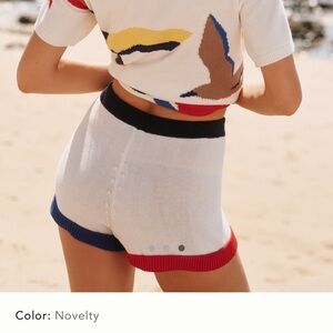 Anthropologie White Celandine high waist sweater shorts